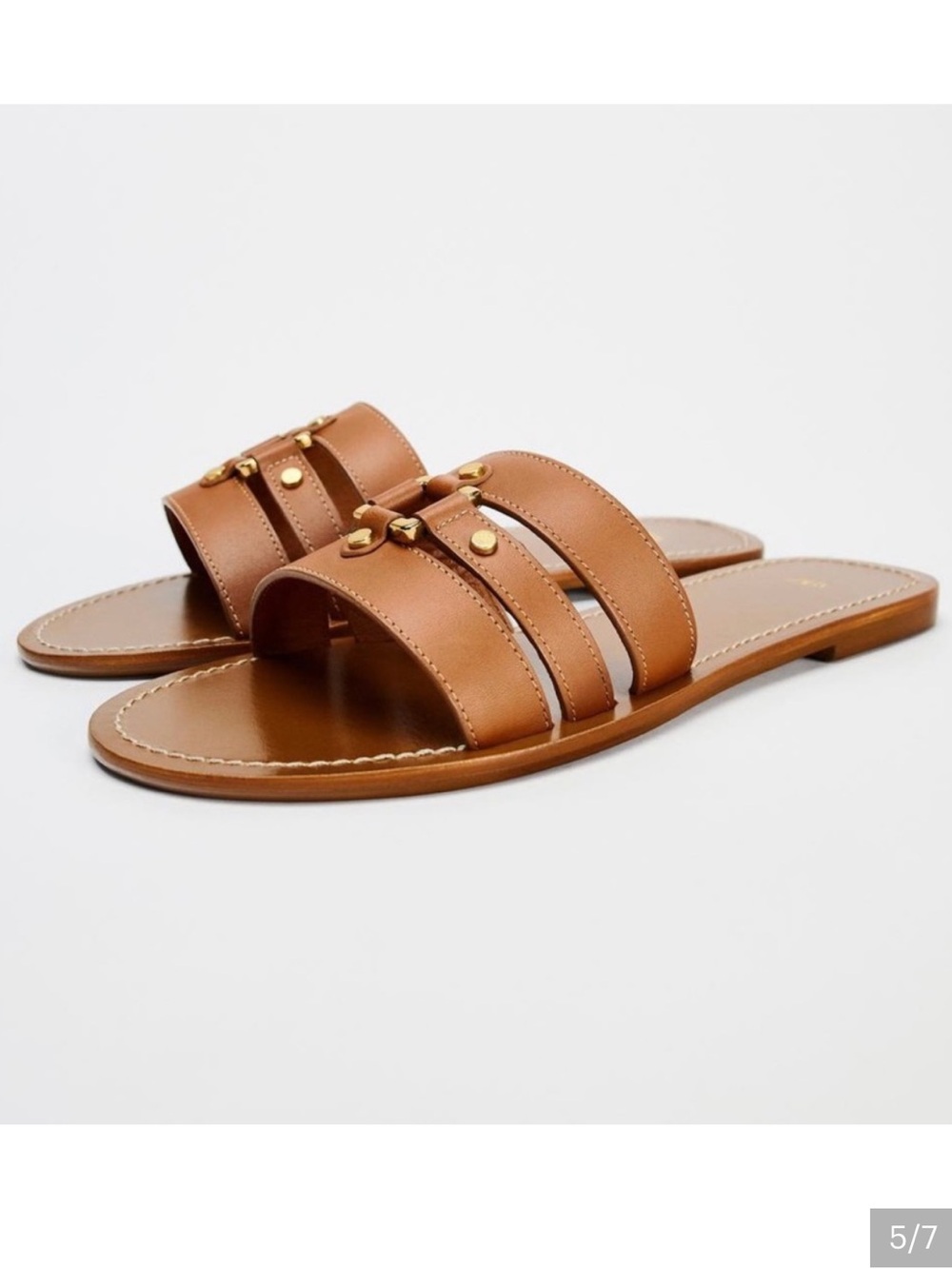🤎 Zara Leather Sandals – Effortless European Summer Style – Size 38 / US 8 - Picture 9 of 10
